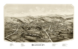 Vintage Map of Brandon, Vermont 1890
