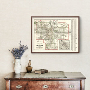 Vintage Map of Denver, Colorado 1920