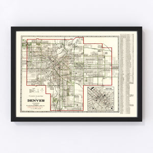 Vintage Map of Denver, Colorado 1920