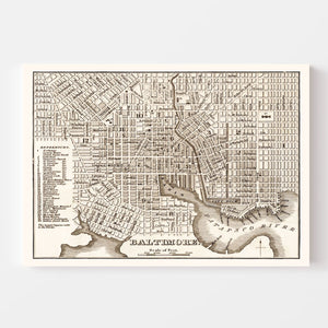 Vintage Map of Baltimore, Maryland 1846