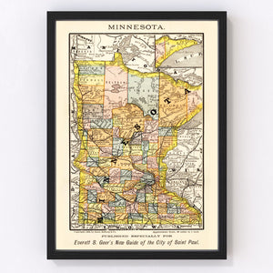 Vintage Map of Minnesota 1884