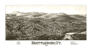 Vintage Map of Brattleboro, Vermont 1886
