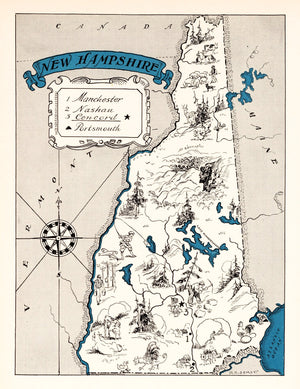 Vintage Map of New Hampshire 1931