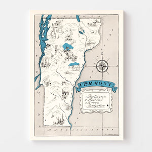 Vintage Map of Vermont 1931