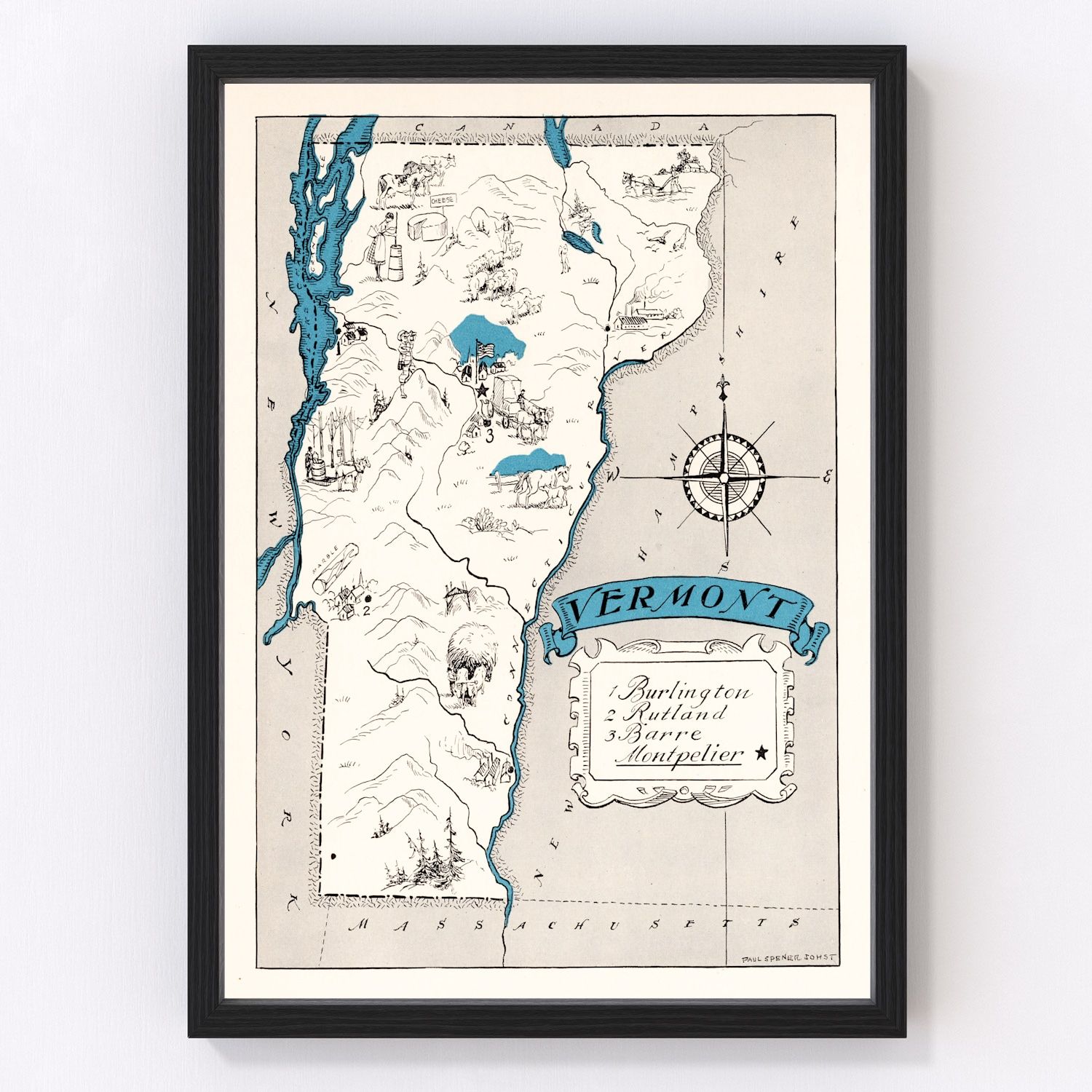 Vintage Map of Vermont 1931