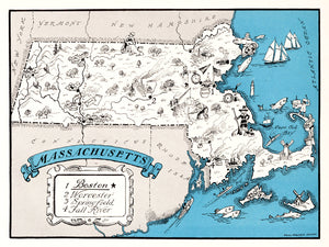 Vintage Map of Massachusetts 1931