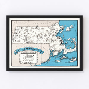 Vintage Map of Massachusetts 1931