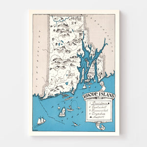 Vintage Map of Rhode Island 1931