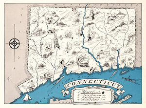 Vintage Map of Connecticut 1931