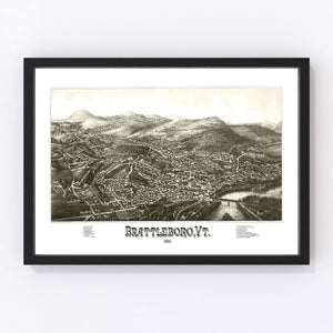 Vintage Map of Brattleboro, Vermont 1886