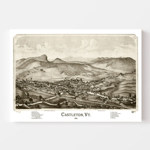 Vintage Map of Castleton, Vermont 1886