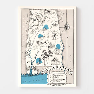 Vintage Map of Alabama 1931