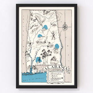 Vintage Map of Alabama 1931