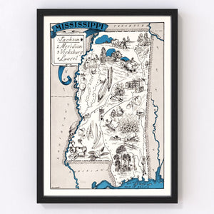 Vintage Map of Mississippi 1931