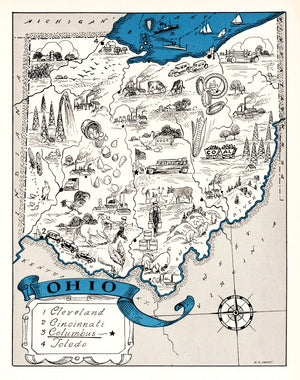 Vintage Map of Ohio 1931