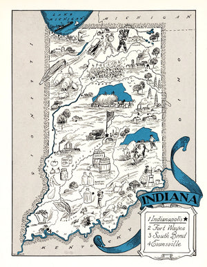 Vintage Map of Indiana 1931
