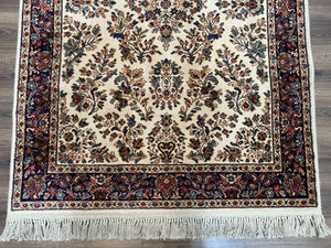 Karastan Rug 4.3 x 6, Karastan Ivory Sarouk #760 Wool Carpet, Vintage Original Collection 700 Series Discontinued, Floral Oriental Rug, Nice