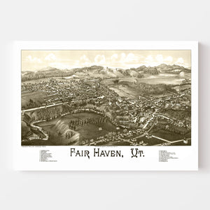 Vintage Map of Fair Haven, Vermont 1886