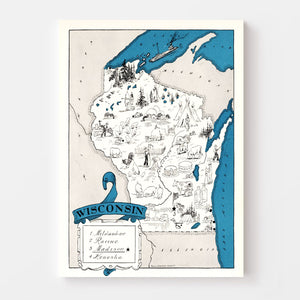 Vintage Map of Wisconsin 1931
