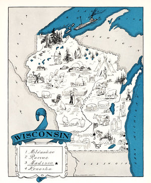 Vintage Map of Wisconsin 1931