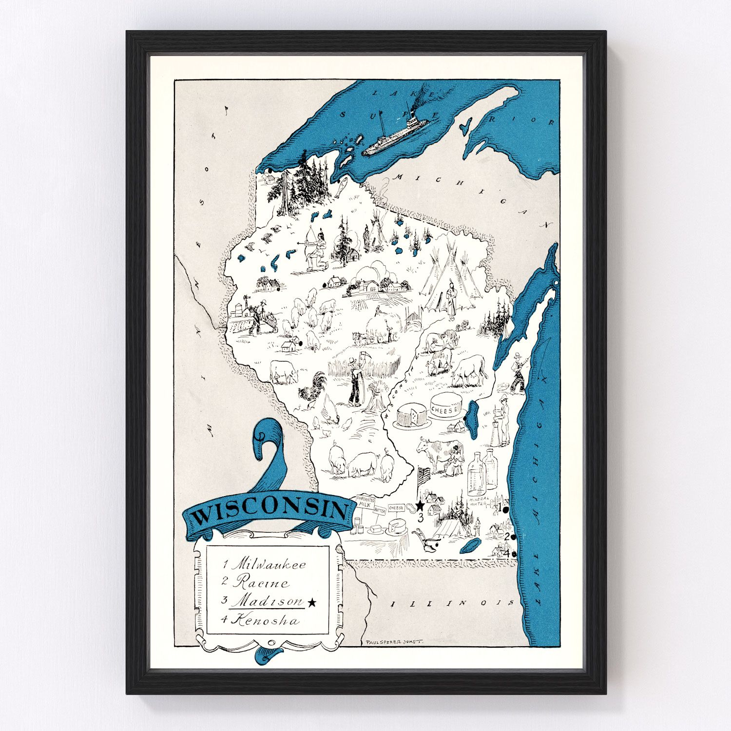 Vintage Map of Wisconsin 1931
