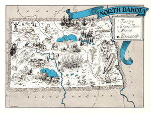 Vintage Map of North Dakota 1931