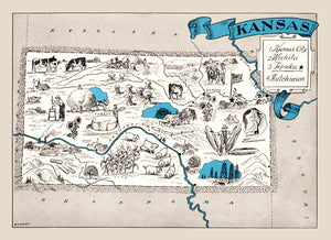 Vintage Map of Kansas 1931