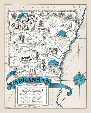 Vintage Map of Arkansas 1931