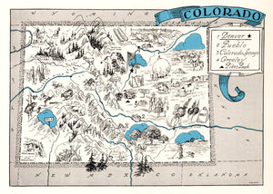 Vintage Map of Colorado 1931