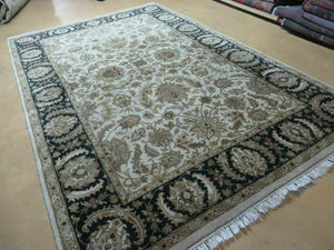 6' X 9' Vintage Handmade India Top Quality Jaipur Floral Oriental Tea Wash Nice