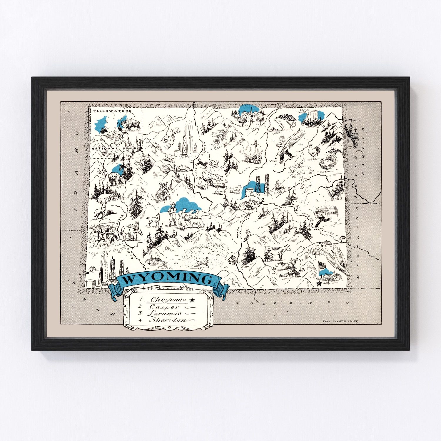 Vintage Map of Wyoming 1931