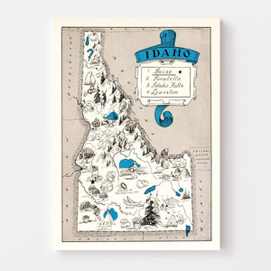 Vintage Map of Idaho 1931