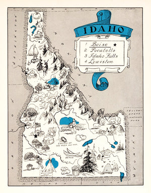 Vintage Map of Idaho 1931
