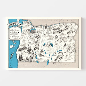 Vintage Map of Oregon 1931