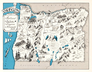 Vintage Map of Oregon 1931