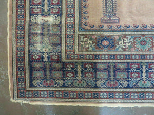 4' X 6' Antique Handmade Turkish Mehrab Prayer Wool Rug Lantern Beautiful