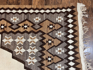 Antique Persian Fars Kilim Rug 8x11, Wool, Boho Tribal Persian Shiraz Flatweave Carpet, Semi Open Field, Geometric, Handmade, Vintage Semi Antique