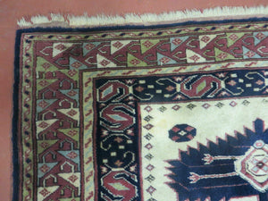 3' X 4' Vintage Handmade Turkish Geometric Oriental Wool Rug Nice