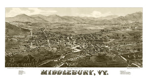 Vintage Map of Middlebury, Vermont 1886