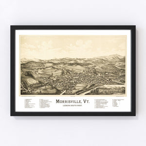 Vintage Map of Morrisville, Vermont 1889