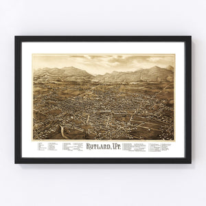 Vintage Map of Rutland, Vermont 1885