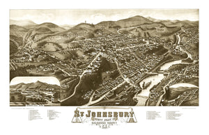 Vintage Map of St. Johnsbury, Vermont 1884