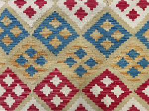 3x5 Kilim Rug Multicolor Tribal Kilim Rug 3 x 5 Tan Light Blue Red Beige New Turkish Anatolian Wool Kilim Flatweave Rug