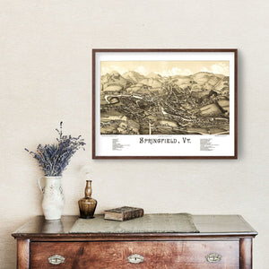 Vintage Map of Springfield, Vermont 1886