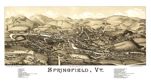 Vintage Map of Springfield, Vermont 1886