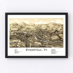Vintage Map of Springfield, Vermont 1886