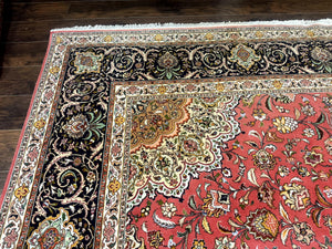 Persian Tabriz Rug 10x13 – Floral Medallion & Birds, Wool & Silk, 330 KPSI