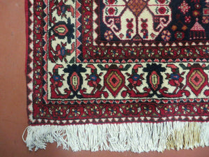 7' X 10' Vintage Handmade Indian Floral Wool Rug Hand Knotted Carpet Ivory Red