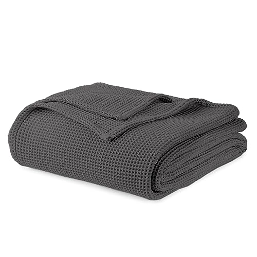 Waffle Knit Blanket - Dark Grey / Twin