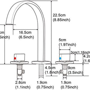 Brushed Nickel Waterfall Widespread Bathroom Basin Faucet with Two Handles and Overflow Brass Pop-Up Drain